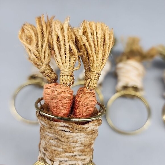 Home Easter Rope Carrot Napkin Rings Set Of 5 Country Rustic Gold Orange Boho - Picture 2 of 3